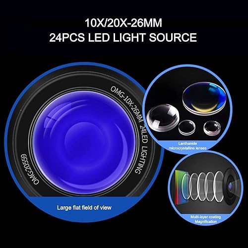 Miniatura 6 de Joyeros Loupe con teléfono celular a través del soporte, lupa de escritorio con lupa de lupa con luz LED, 20 x