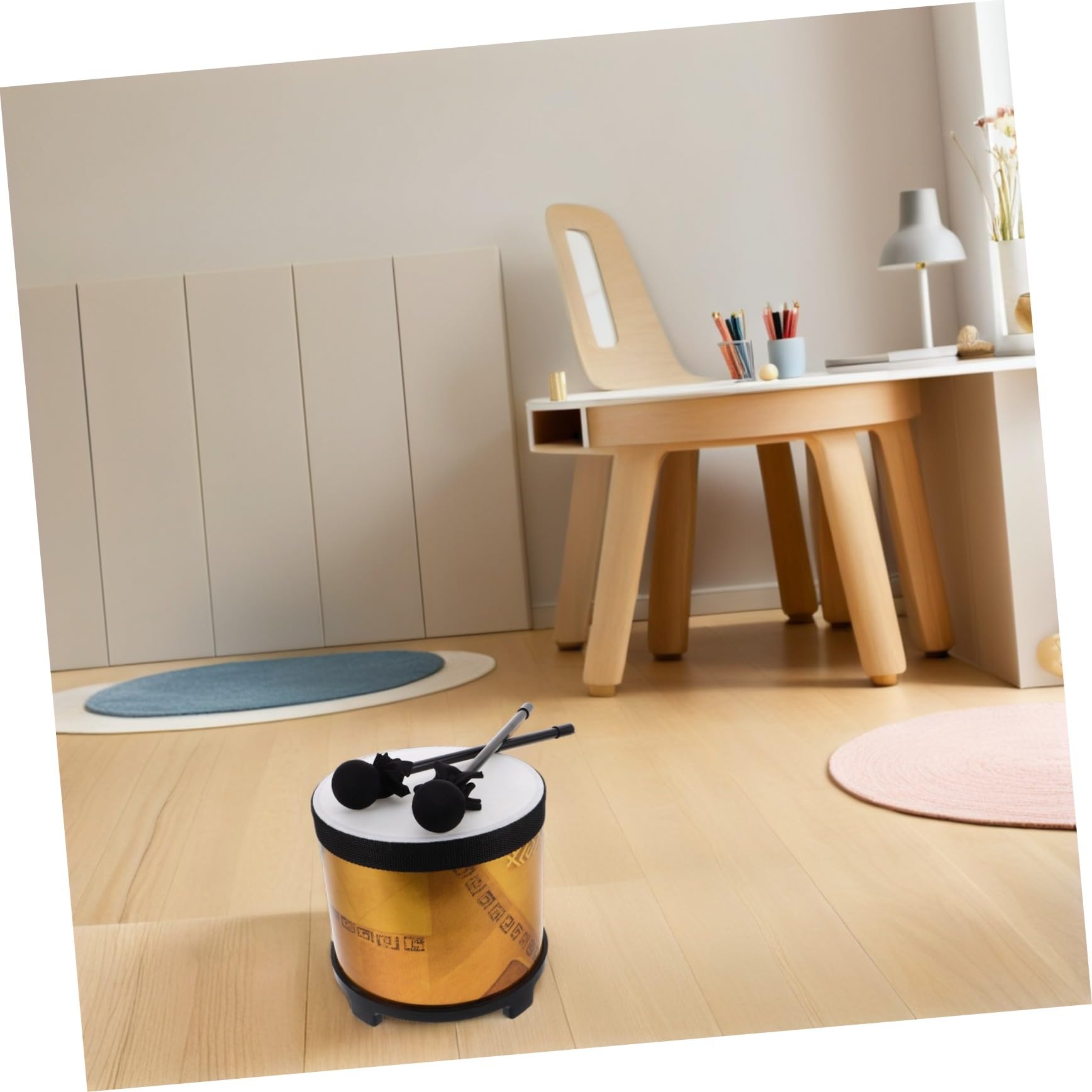 Floor Tom Strumento Orff per Educazione Musicale Precoce Percussione con Bacchette Giocattolo Didattico per Età Prescolare