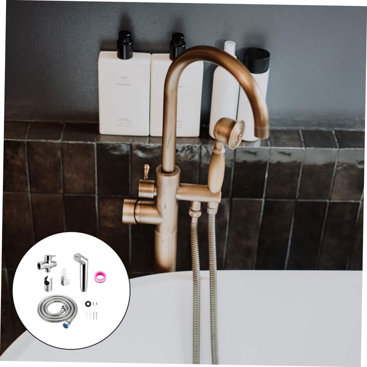 Homoyoyo Kit de Cabezal Rociador de Mano y Kit Pulverizador de Bidé Presurizado Ajustable, Multiusos y Duradero para Higiene Personal Diaria en Baño