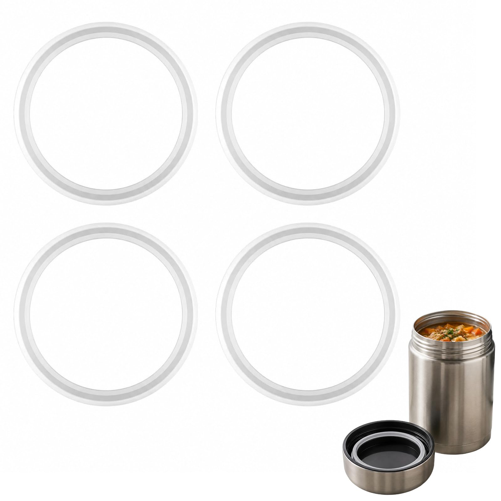 YouXunGS 4pcs Replacement Gaskets for Thermos Stainless King 16 & 24 Ounce Food Jar, BPA Free Silicone Seal Ring O-Ring Flask Seal Replacement Parts