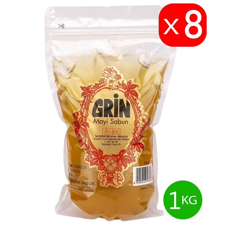 alavan Ekolojik Arap Sabunu, 8'li paket x 1 KG, Organik Jel Sabun, Ayçiçeği Yağlı (Toplam 8 KG)