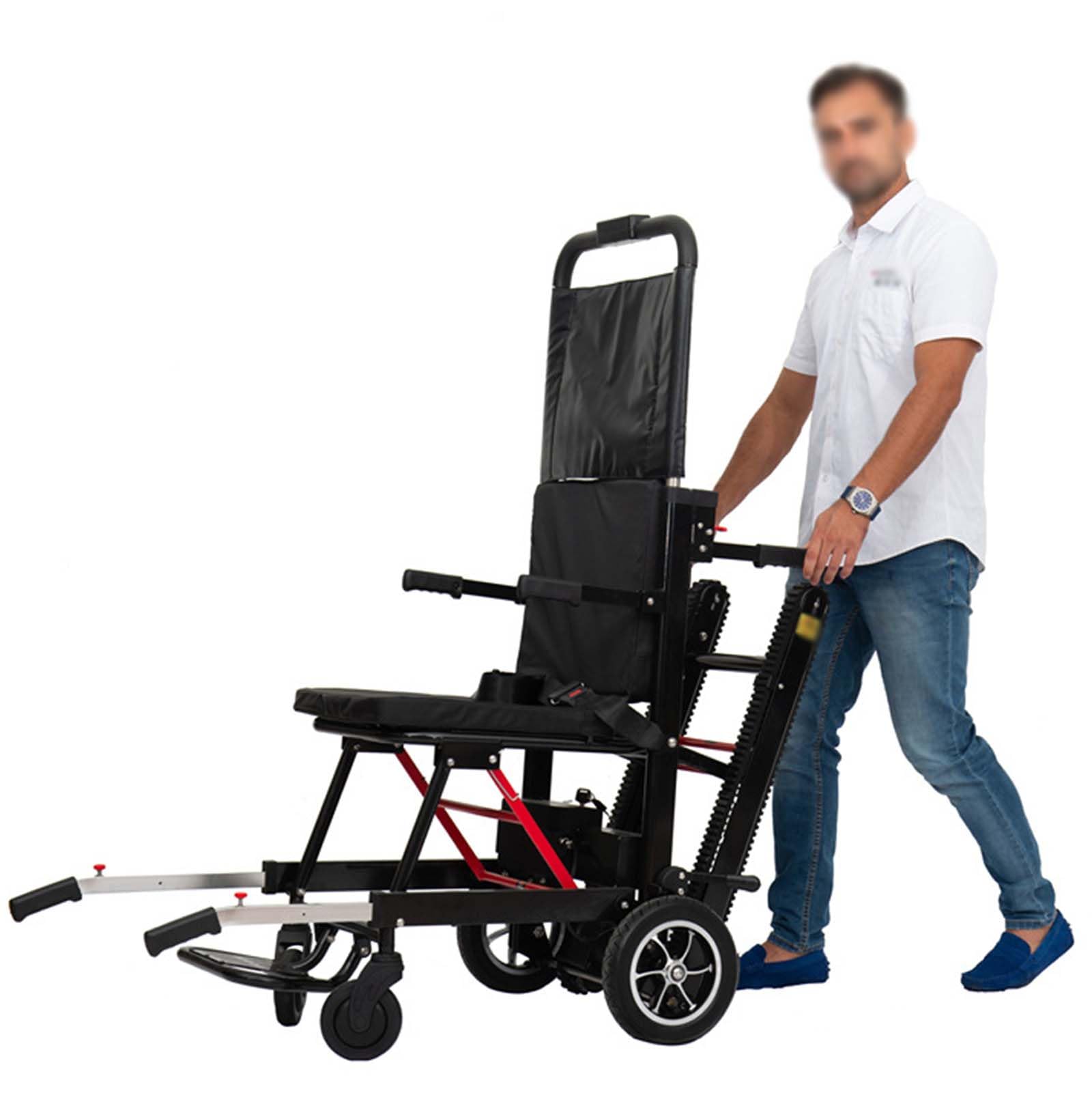 Fauteuil Roulant Électrique Multifonction Pliable Chaise D'escalier sur Chenilles Monte-Escalier Électrique Fauteuil Roulant Léger Portable pour Personnes Âgées