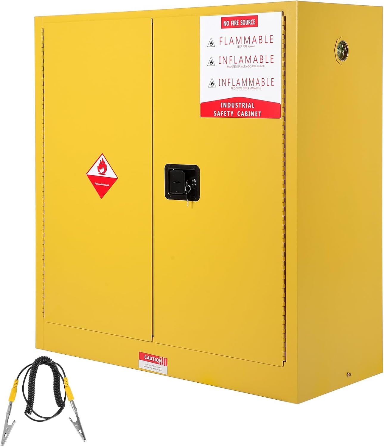 Flammable Storage Cabinet for Hazardous Materials, Fire Resistant Safety Cabinet for Flammable Liquids, Cold Rolled Steel with Spill Containment Sump, Ventilation Holes, Ground -45 Gallon Capacity