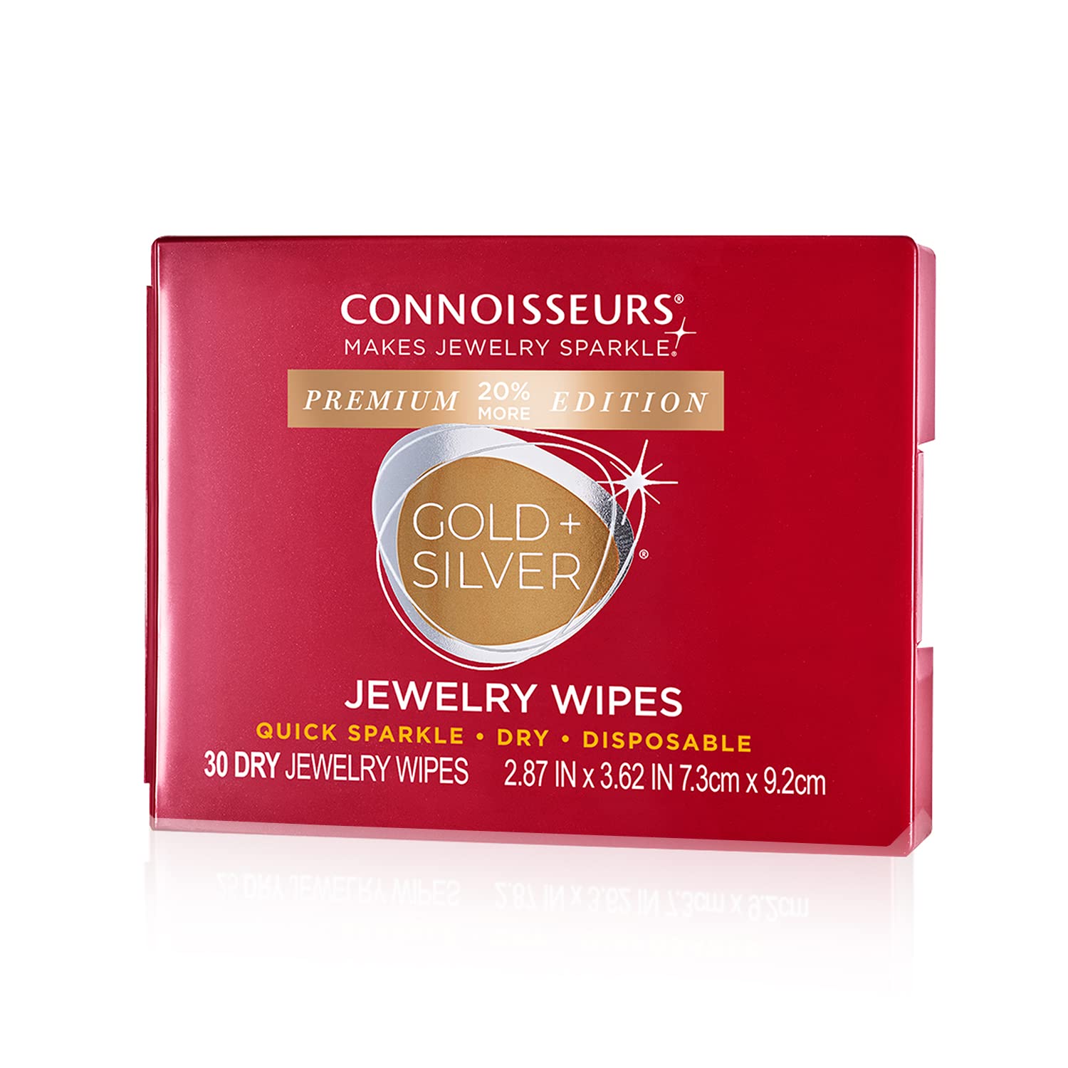 CONNOISSEURS Premium Edition Compact Jewelry Wipes No Rinse Gold and Silver Jewelry Cleaner Polish and Remove Tarnish to