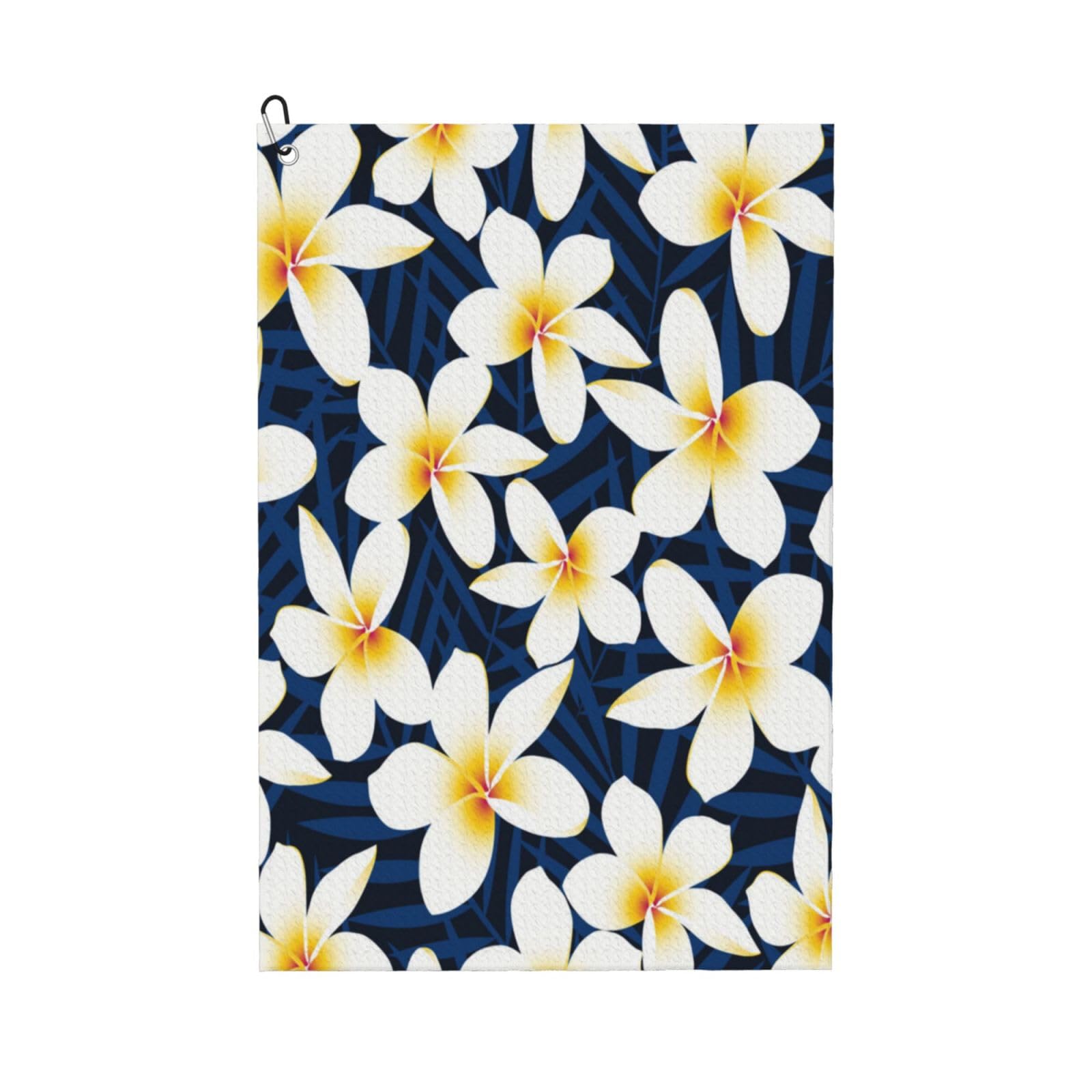 Hnnkloy Print Tropical White Frangipani Plumeria Flower, 16x24 in Portable Waffle Golf Towels with Carabiner Clip for Golf Bag