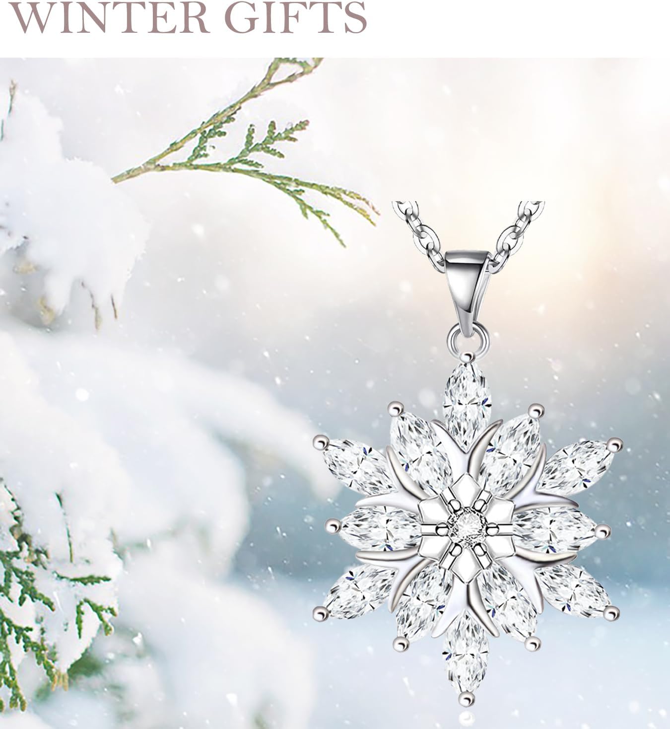 Snowflake Necklace for Women Winter Snowflake Pendant 925 Sterling Silver Christmas Jewelry Gifts for Her - Image 6