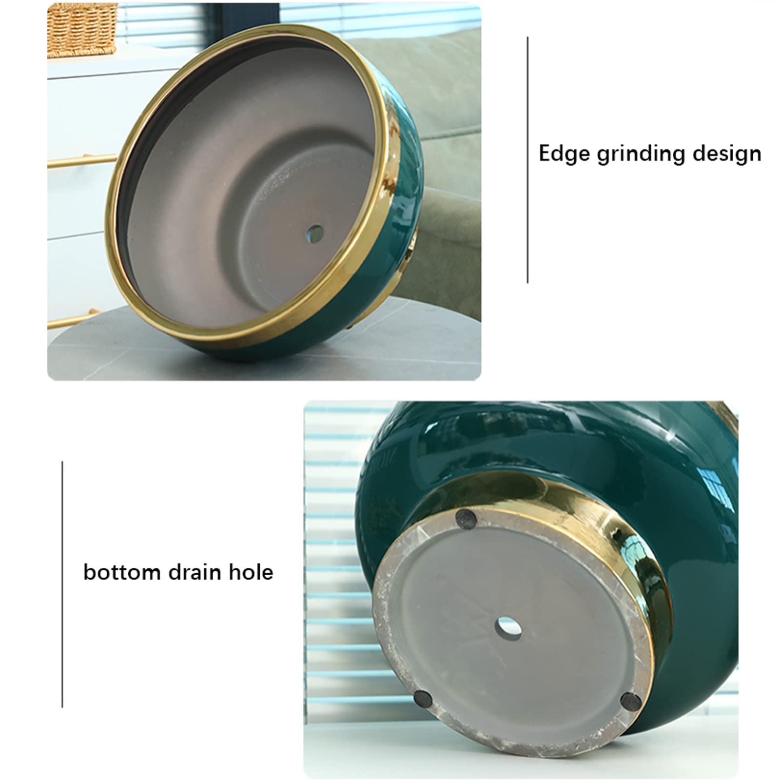 Vasi da Giardino Vaso da Fiori in Ceramica, Vaso da Fiori di Lusso Leggero Nordico Moderno Fioriera da scrivania con Foro di drenaggio per Interni ed Esterni