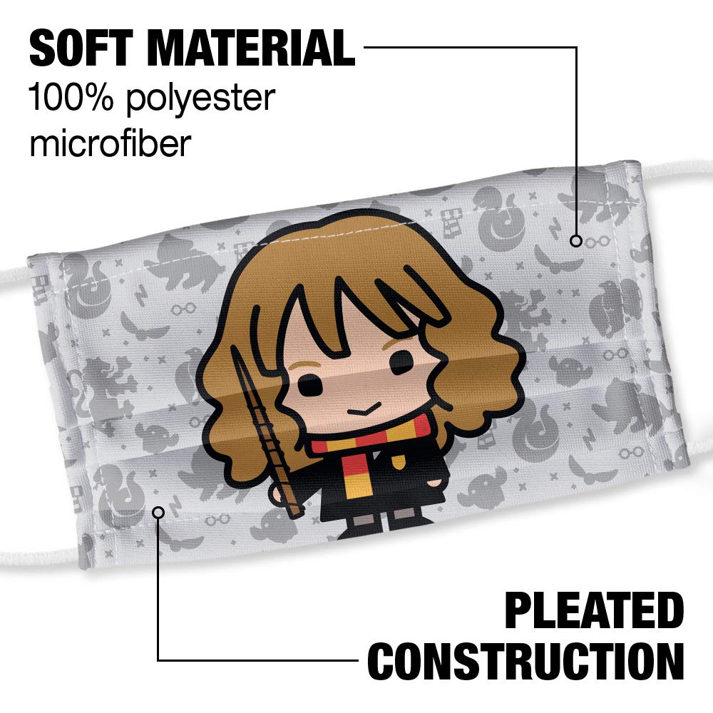 Popfunk Harry Potter Hermione Chibi and Pattern 1-Ply Reusable Face Mask Covering with Adjustable Nose Wire, Unisex
