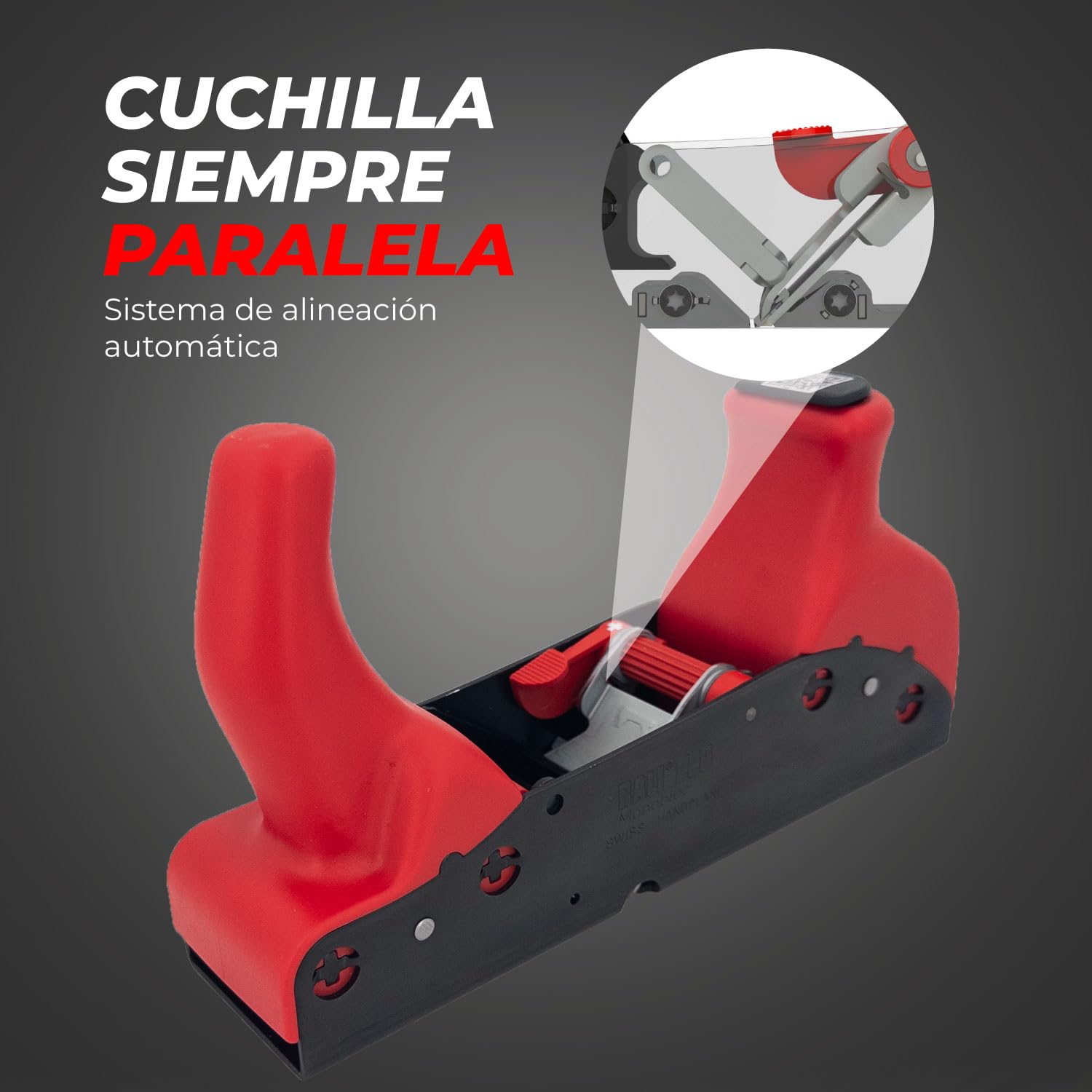 Cepillo RALI 220 MONOBLOC: Cepillo de carpintero sin afilado para trabajar la madera | Cepillo manual con cuchilla reversible y ajuste instantáneo de la profundidad de corte. ¡Siempre operativo!