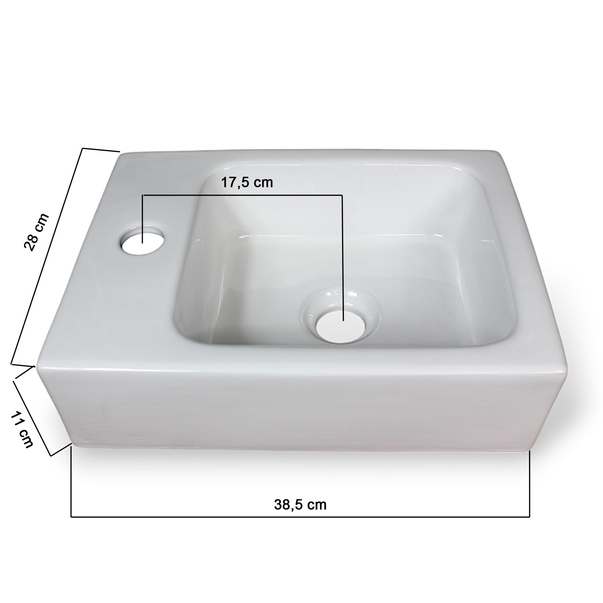 Umywalka wisząca umywalka umywalka nablatowa 38,5 x 28 cm WC dla gości ceramiczna