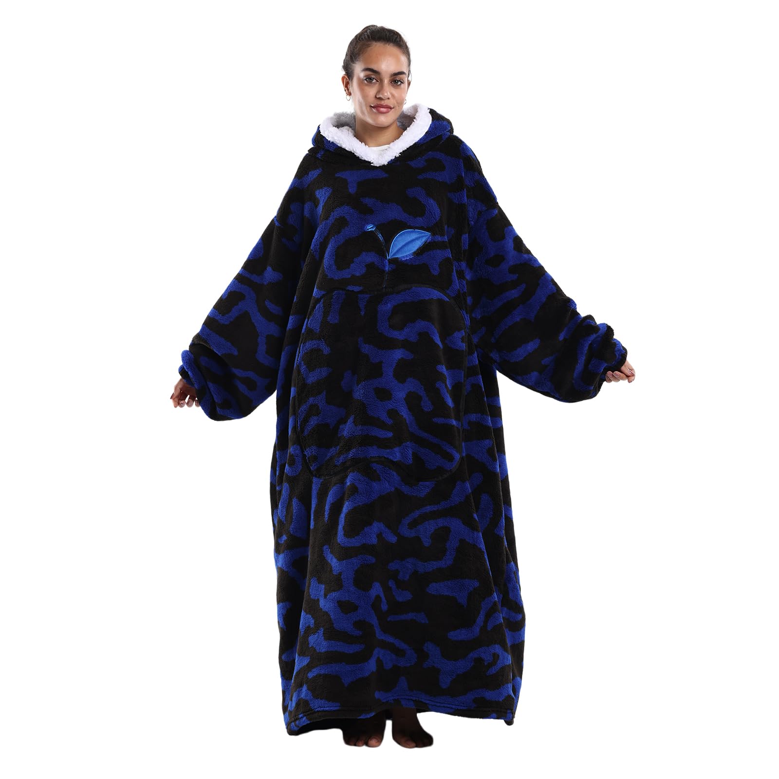 Manta Vestible Mujer con Capucha Bolsillo 140cm Franela Sofá