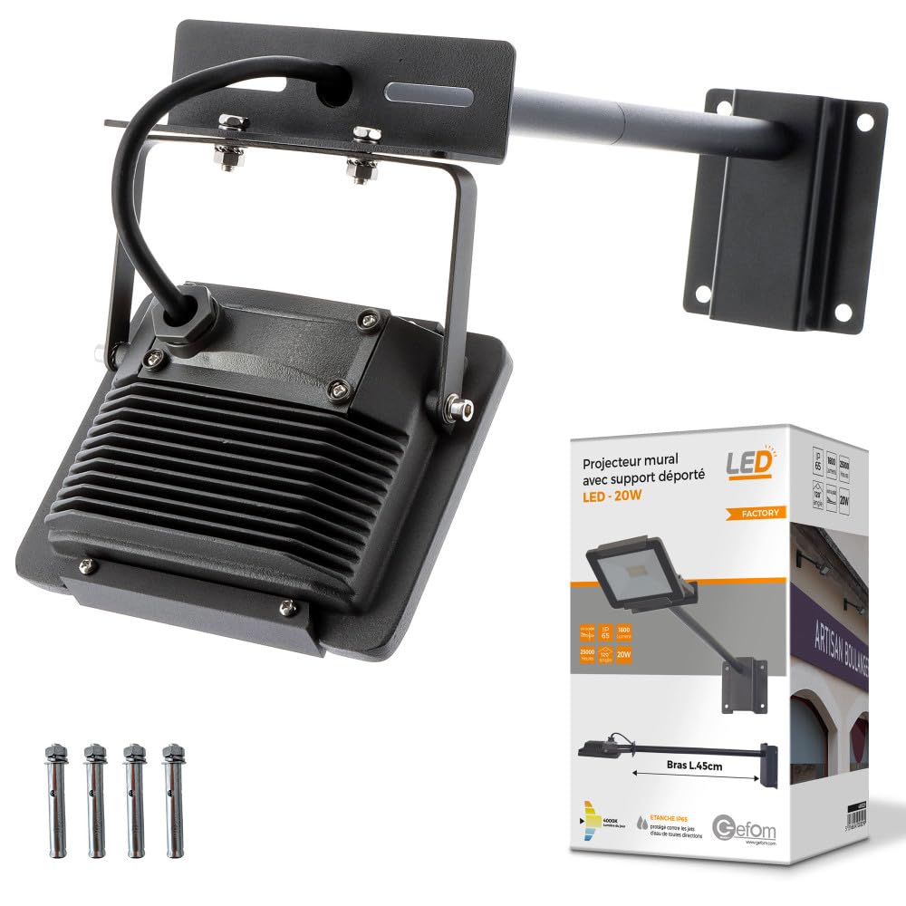 Gefom Eclairage enseigne LED 20w Projecteurs pour Façades Support Inclinable
