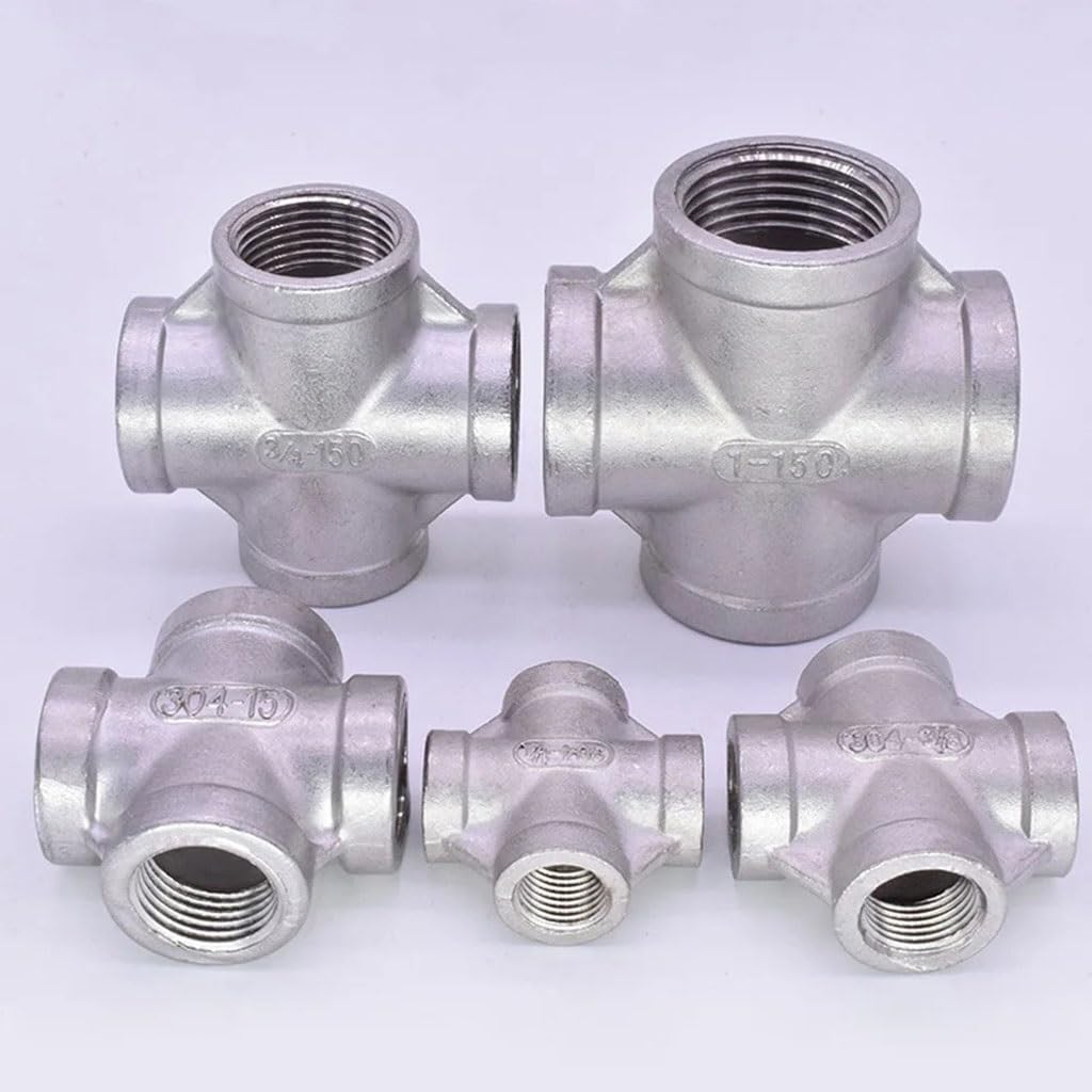 1 Pieza 1/8 "1/4" 3/8 "1/2" 3/4 "1" 2 "Divisor De 4 Vías Hembra En Cruz De Acero Inoxidable 316 Conector De Ajuste De Tubería Acoplador(2")