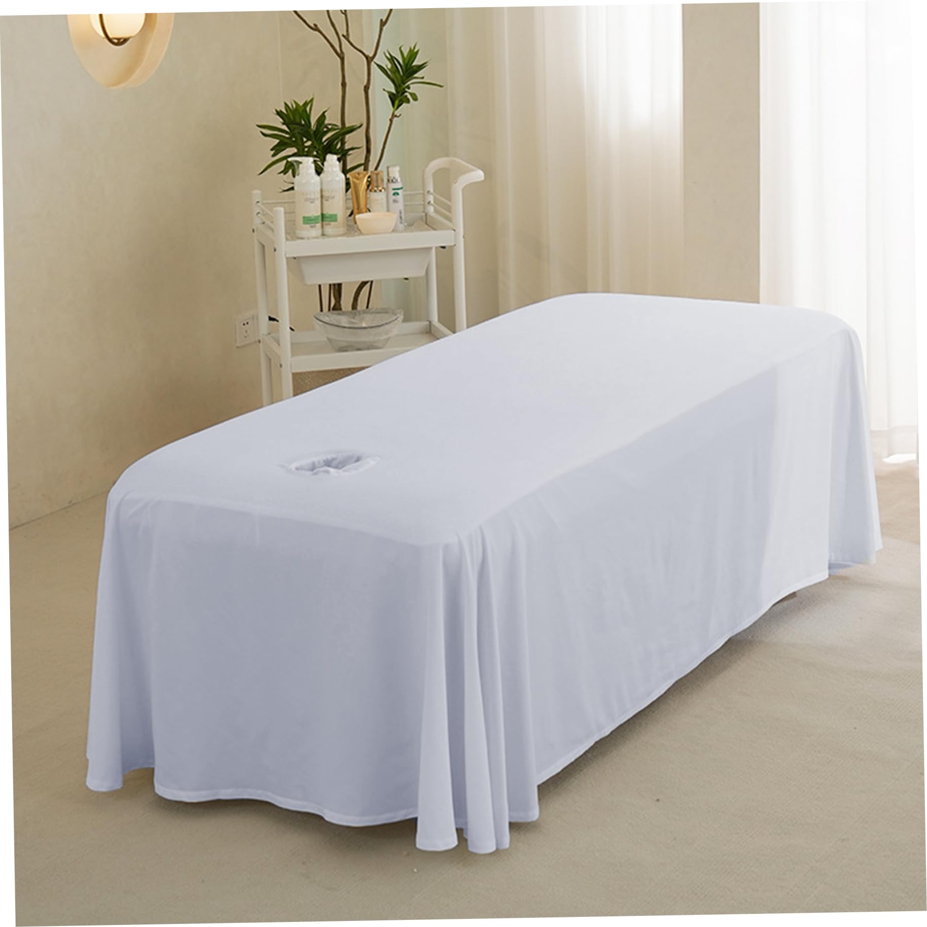 Massage Table Cover, 190x80cm Lash Bed Cover with Face Hole, Breathable Massage Bed Sheet, Color Massage Table Skirt for Salon Massage (Gray)