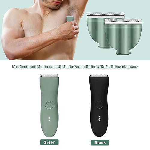 Miniatura 8 de Paquete de 2 cuchillas de repuesto para recortadora de cabello eléctrico profesional y púbico, compatible con Meridian Shaver Grooming Trimmer,