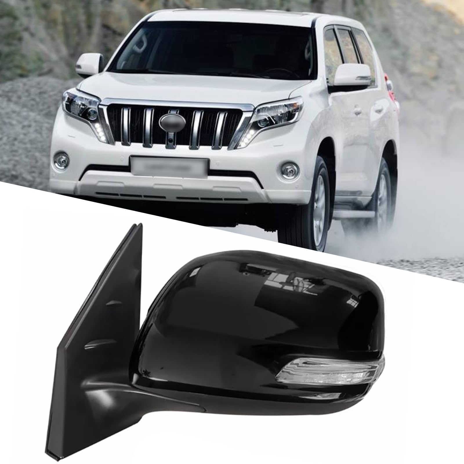 Driver Side Mirror Fit for 2012-2016 Toyota Land Cruiser Prado LC200, Electric Folding, Electric Adjustment, Heated