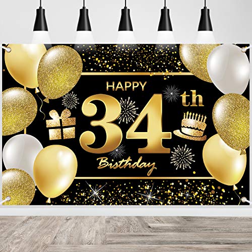 34th Happy Birthday Banner IMISI Birthday Decorations Birthday Backdrop Decorations for a Party
