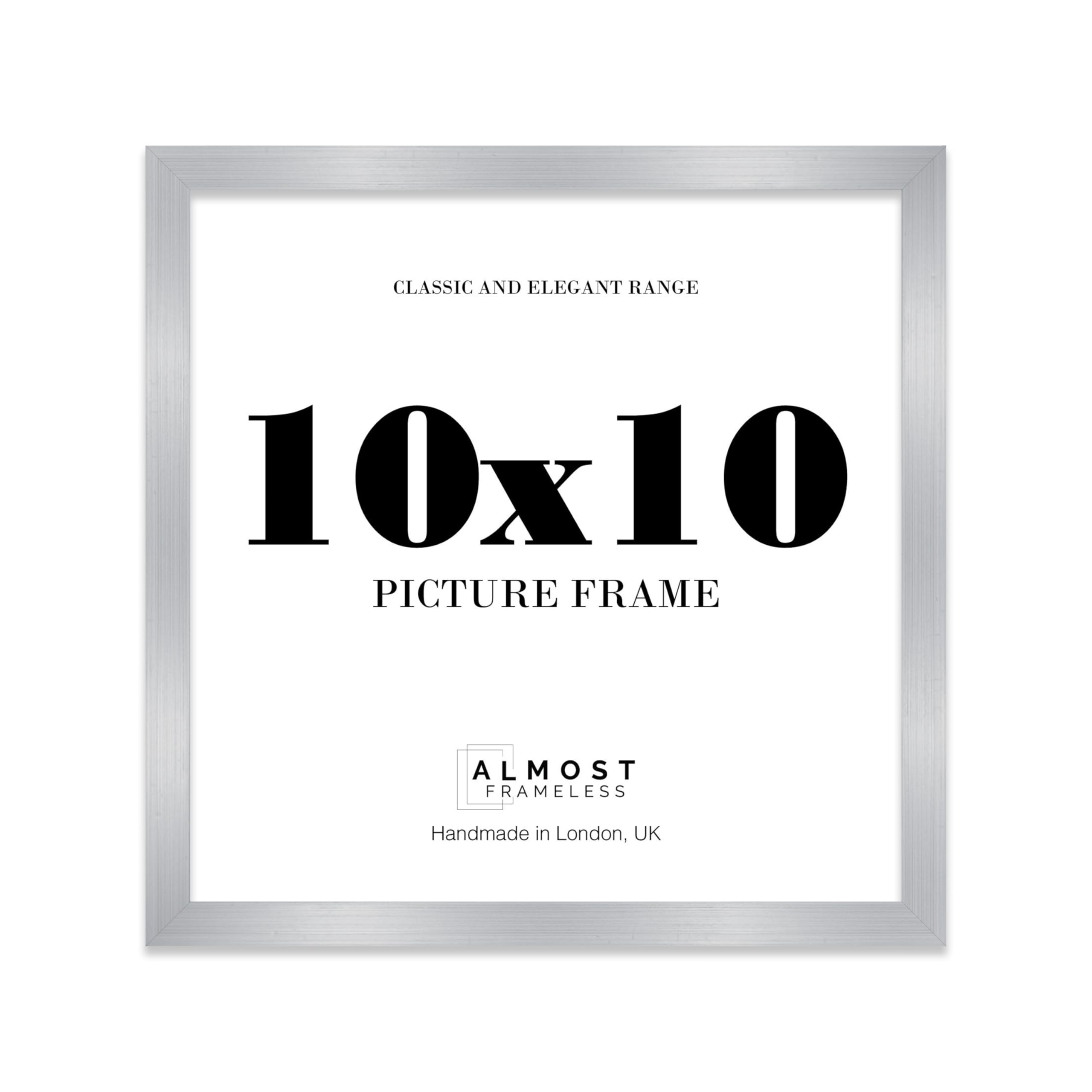 10x10 Silver Picture Frame for Square Photos, Posters, Prints & Artwork, (20.3 x 30.5cm) Wall & Table Display Moderrn Style Photo Frame for Home, Office, Gallery Wall, 1 Pack