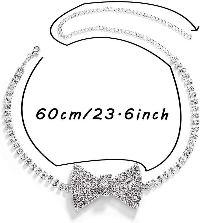 Sethain Boho Rhinestone Choker Necklace Silver Crystal bowknot Necklaces Party Jewelry Accessories for Women and Girls - Image 6
