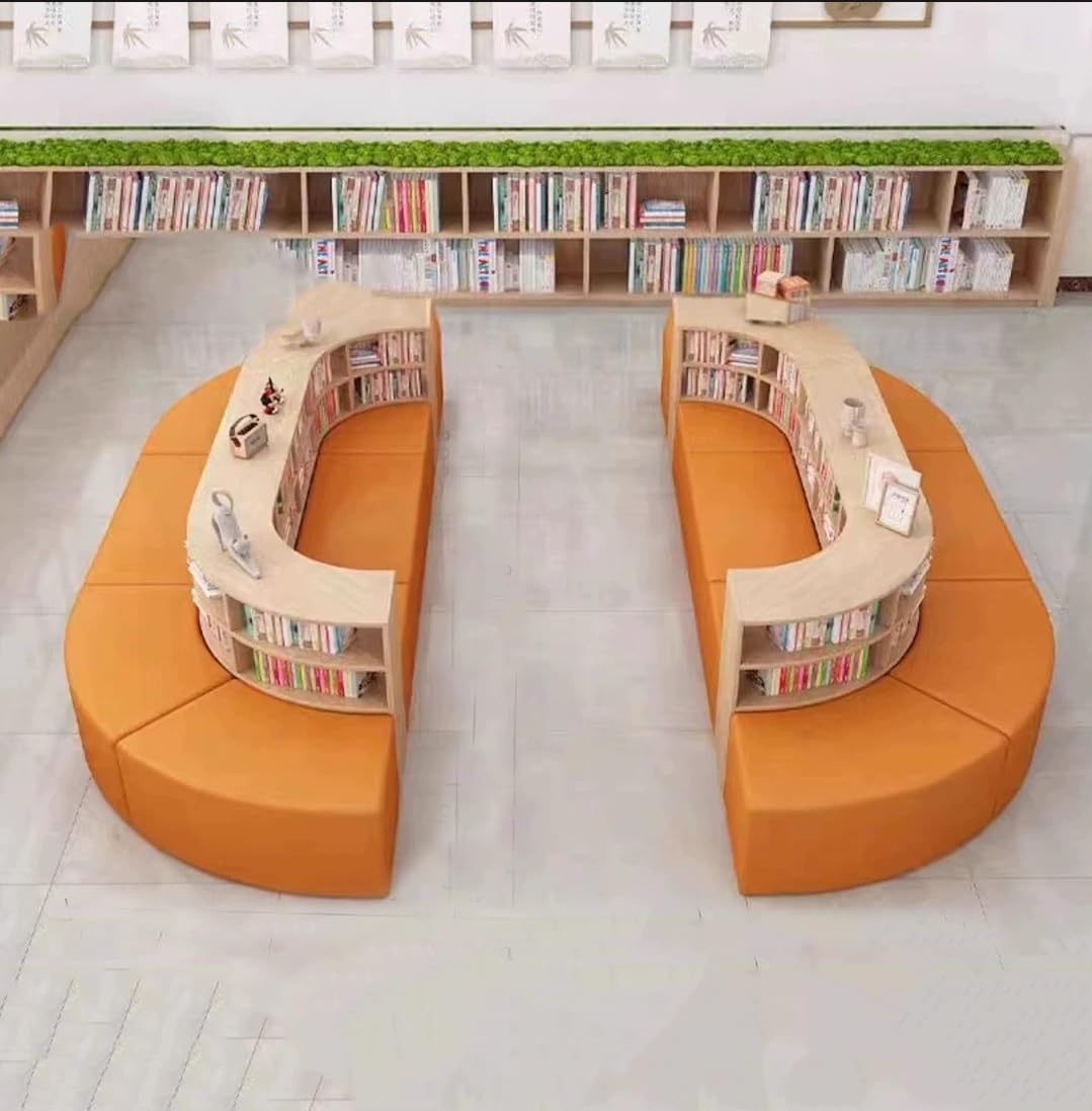 GTHTUHFD Creative Reading Nook Bench With Bookshelf, Modern Lounge Seating For Library, Study Room & Living Room,D