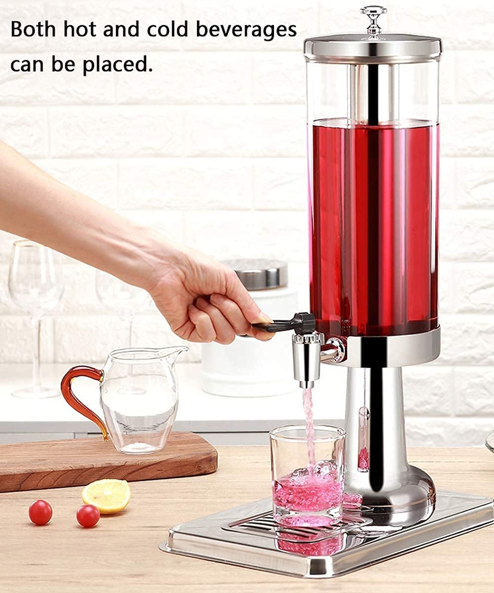 Dispenser per bevande commerciali in acciaio inossidabile con serbatoio doppio contenitore 3Lx2, dispenser per bevande ghiacciate con vassoio antigoccia e rubinetto senza perdite per buffet di ristor