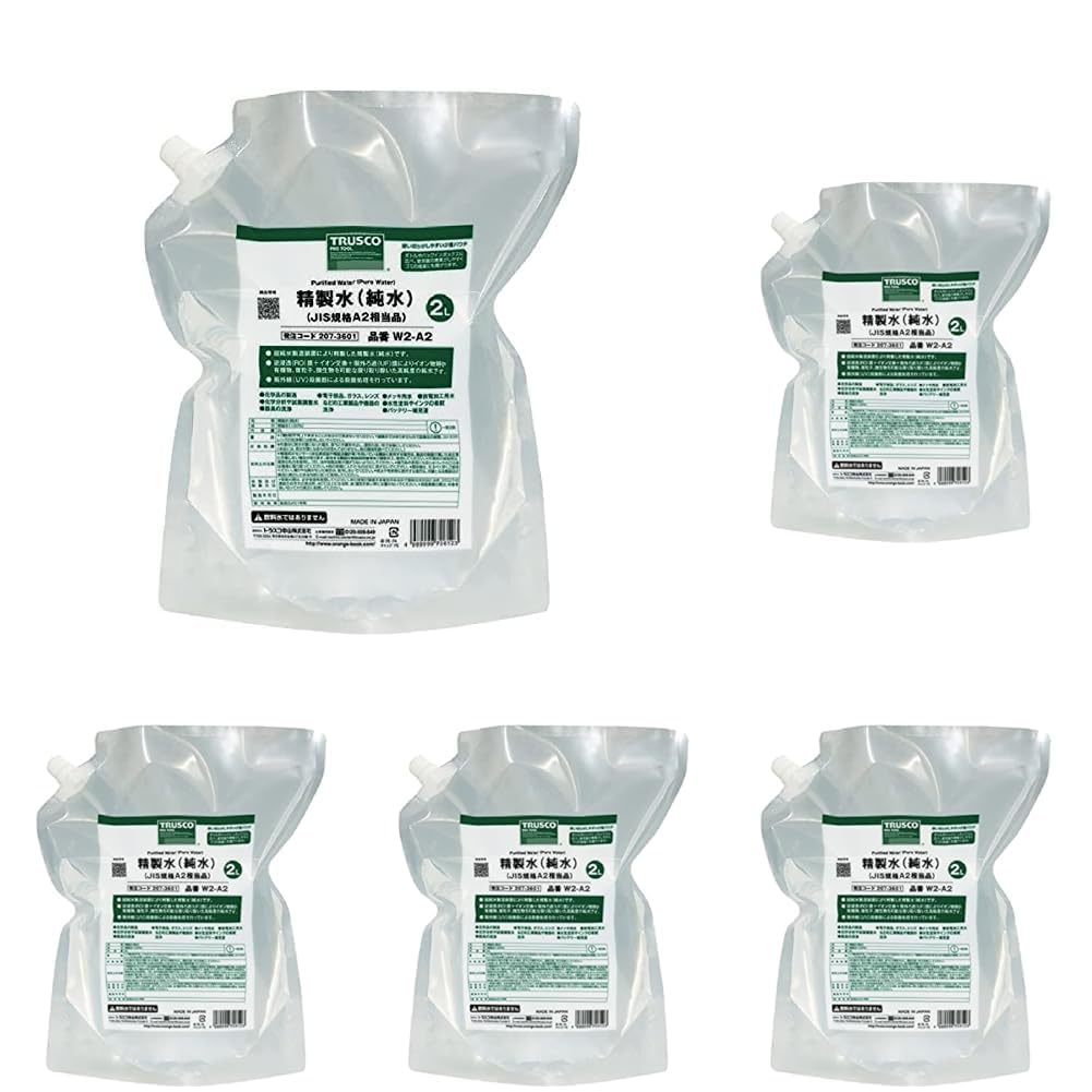 トラスコ中山(TRUSCO) 精製水(純水) パウチタイプ JIS規格A1~2相当品 2L W2-A2