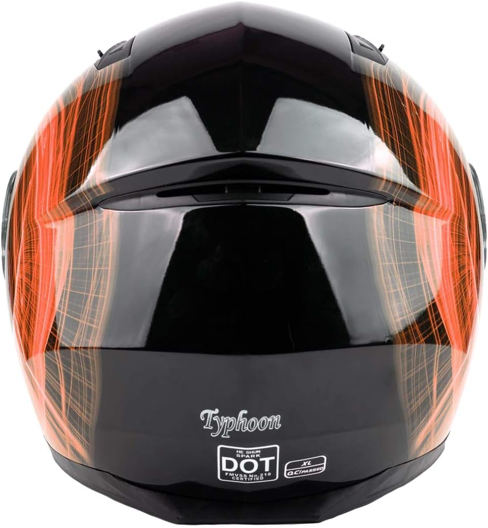 Typhoon TH158 Adult Modular Motorcycle Helmet DOT Dual Visor Full Face Flip-up - Orange Medium : Automotive