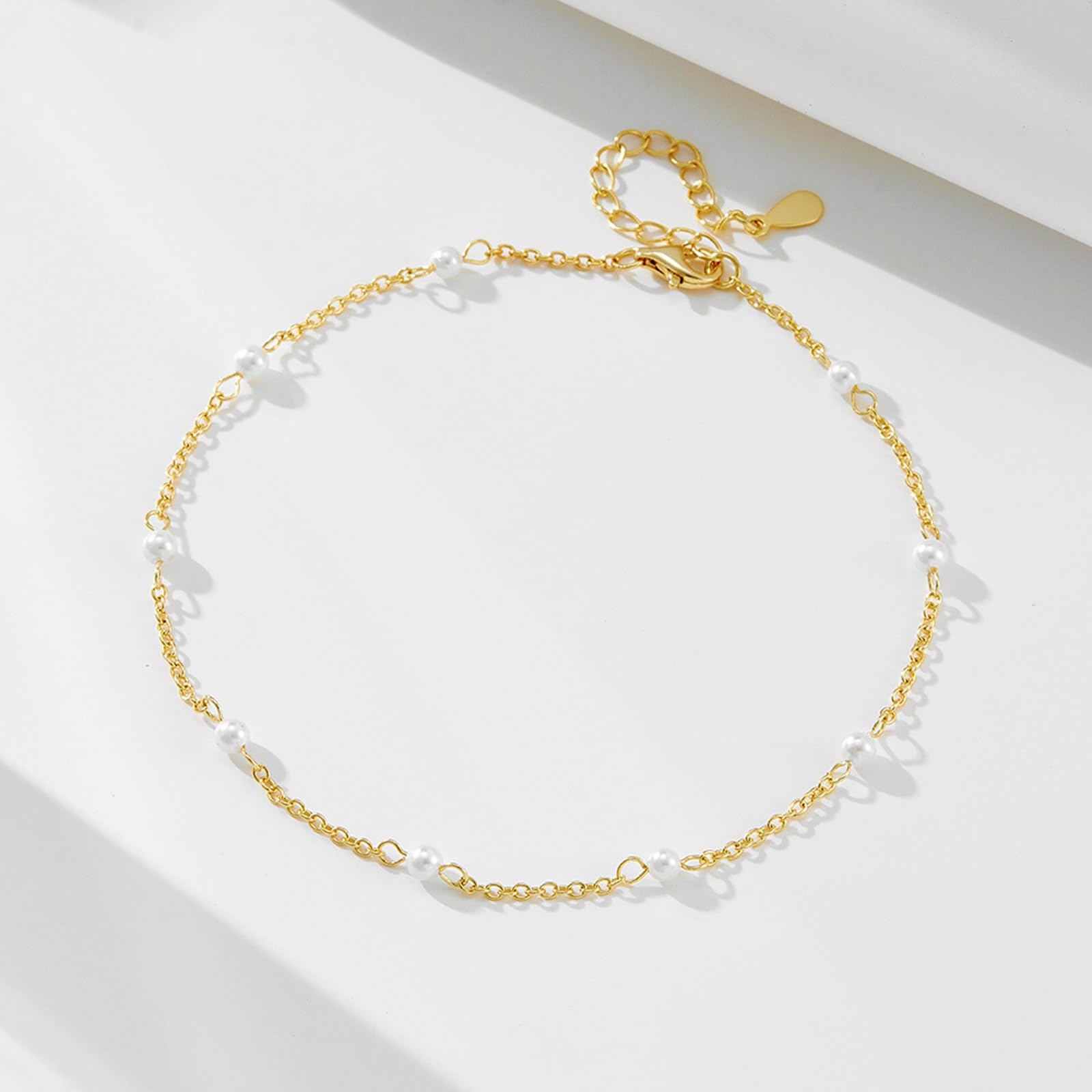Tobillera de oro para mujer de 18 quilates, sin perlas de piedras preciosas, delicada para ella, oro amarillo de 9/14/18 quilates