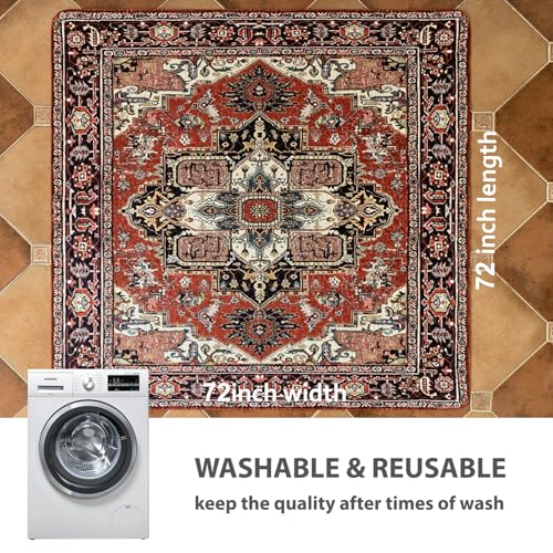 Image of nunubaby Washable Pee Pads for Dogs, Stylish, Non-Slip and Leak-Proof Pee Pads. Reusable Potty Pads for Dogs for Crates and Floors.(Red /Rect,72 inch x72 inch )
