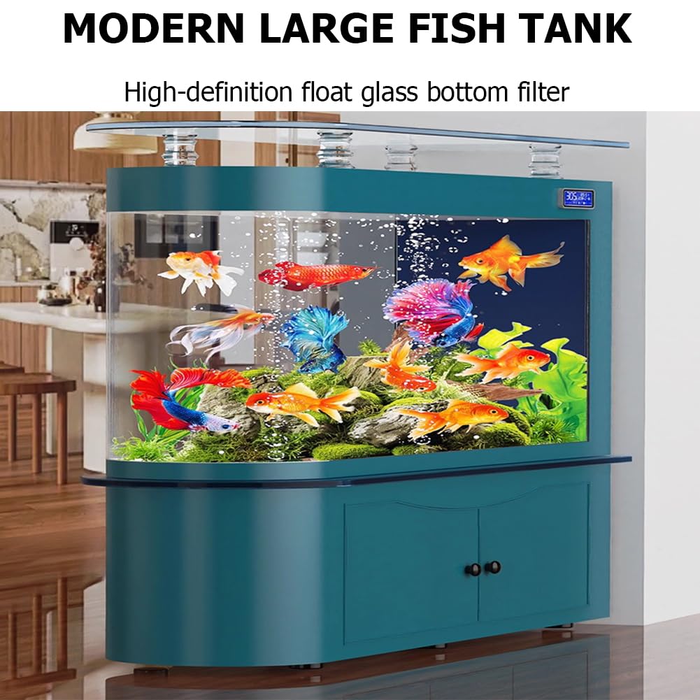 Acuario De 68 Galones, Pantalla LCD, Pecera De Vidrio Grande, Filtración De Fondo, Kit De Acuario De Vidrio Resistente, Vidrio De Ultra Alta Definición,D