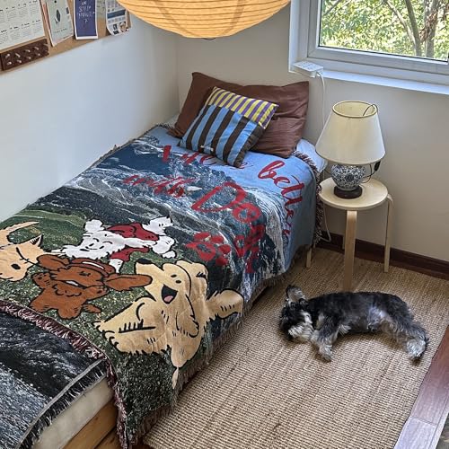 Life is better with dogs �k���� ���j�[�N �f�U�C�� ���� �C������� �}���`�J�o�[ �u�����P�b�g �C �؍����̃C���e���A�C �x�b�h�J�o�[�C (130X160cm)