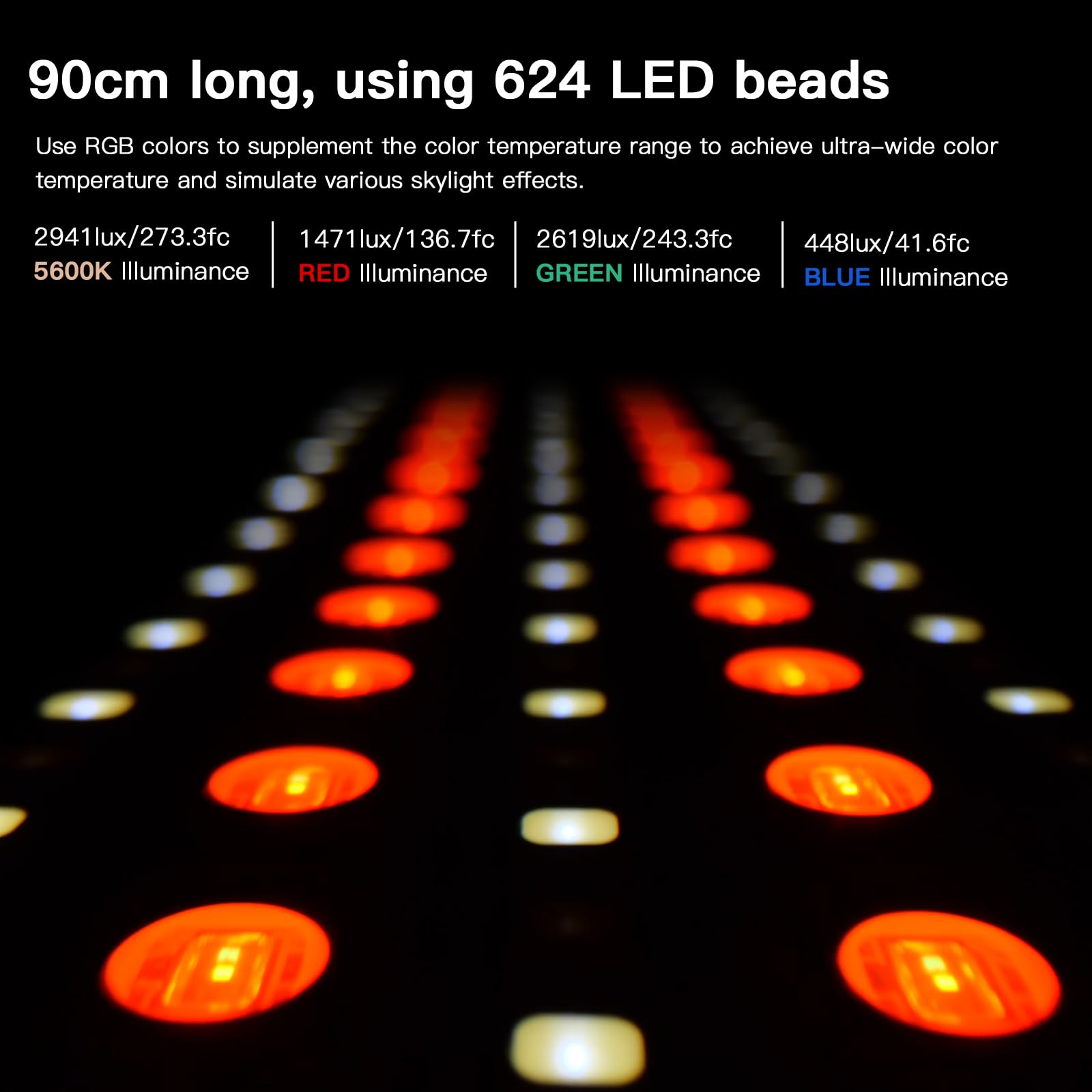 INKEE Ręczna lampa wideo RGB 30 W, 90 cm (35,5 cala), przenośna, nadmuchiwana, wbudowany akumulator 5000 mAh, światło TPU, 300 lx, temperatura barwowa 2000K-10000K, CRI 95 RGB do fotografii i