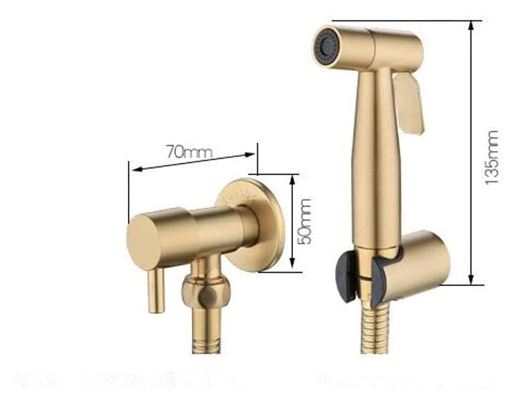 Sistemi di doccetta per WC, Rubinetto per Vasca, doccetta Portatile, Kit per WC con Doccia, Spazzola, Set di valvole in Rame Dorato, Rubinetto JetFaucet