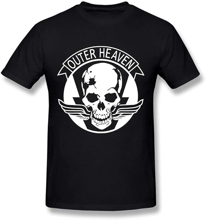 Amazon メンズアウターヘブンメタルギアロゴ100 コットンtシャツ ブラック Tシャツ カットソー 通販