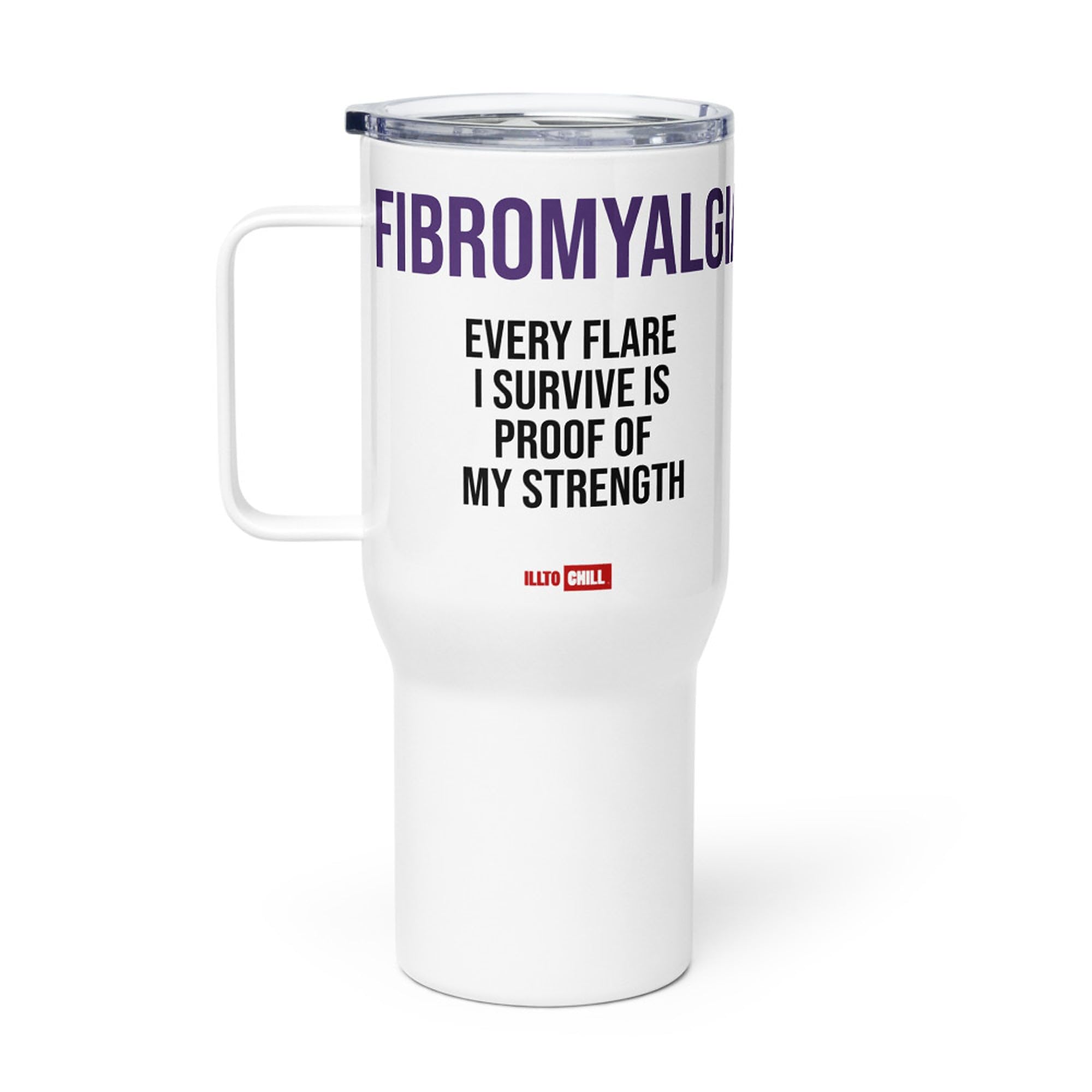 Taza de Viaje Fibromialgia con Asa, Regalo para Adultos Fibro