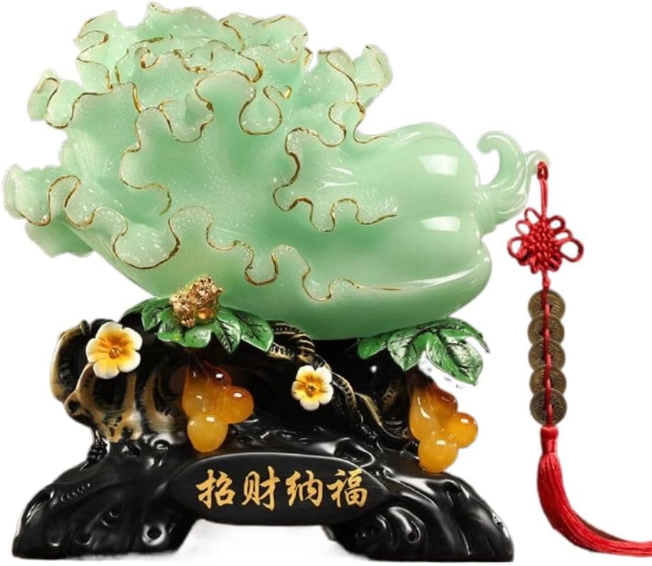 玉白菜摆件招财葫芦 Brass Gourd for Feng Shui, Hu Lu/Office Bedroom Ornaments 中式玄关客厅 Living Room Office Bedroom Ornaments 酒柜电视柜装饰品店铺开业礼品 - U397