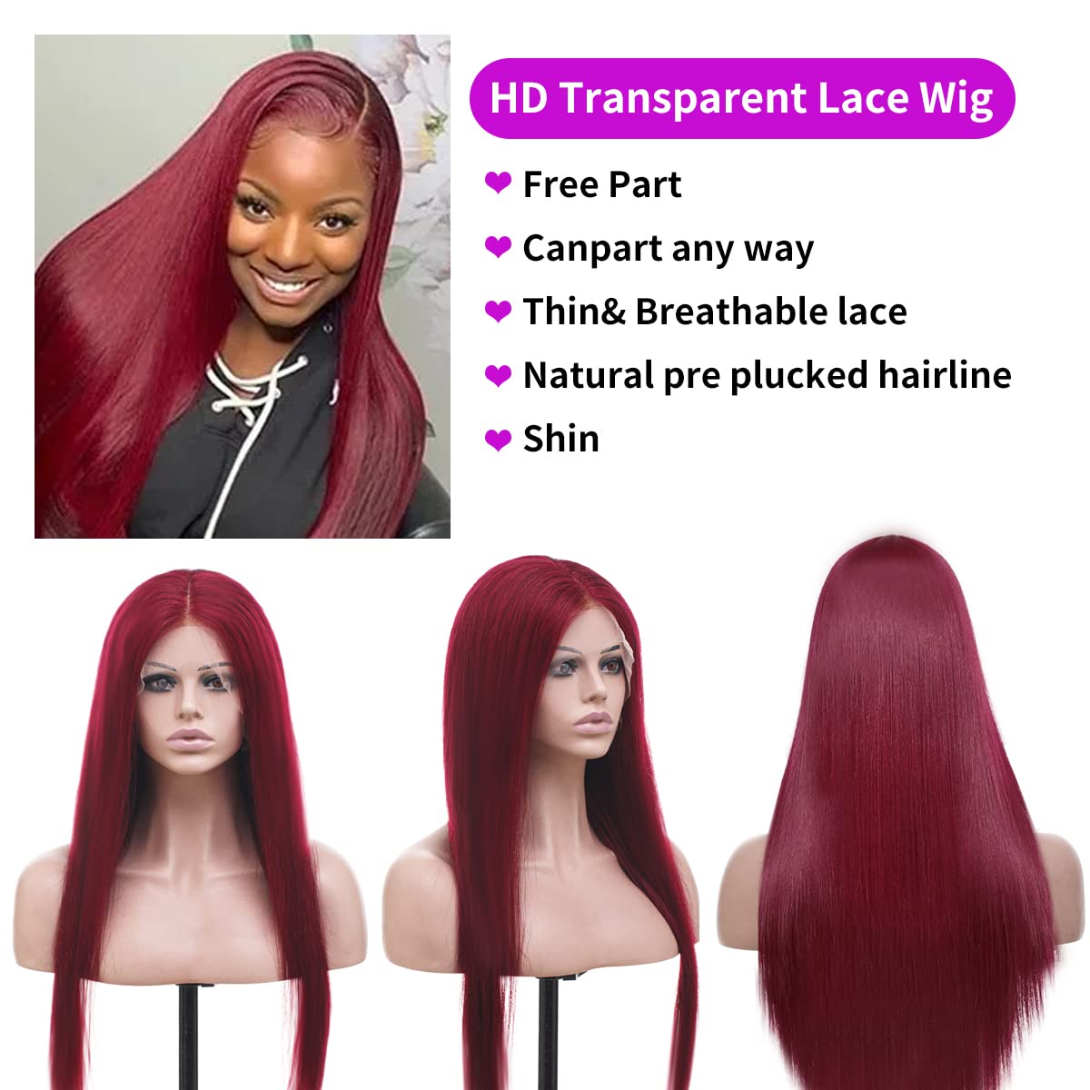 Women front lace wig? Amazon.com : Queen Story Reddish Brown 30 Inch Lace Front  main image 4