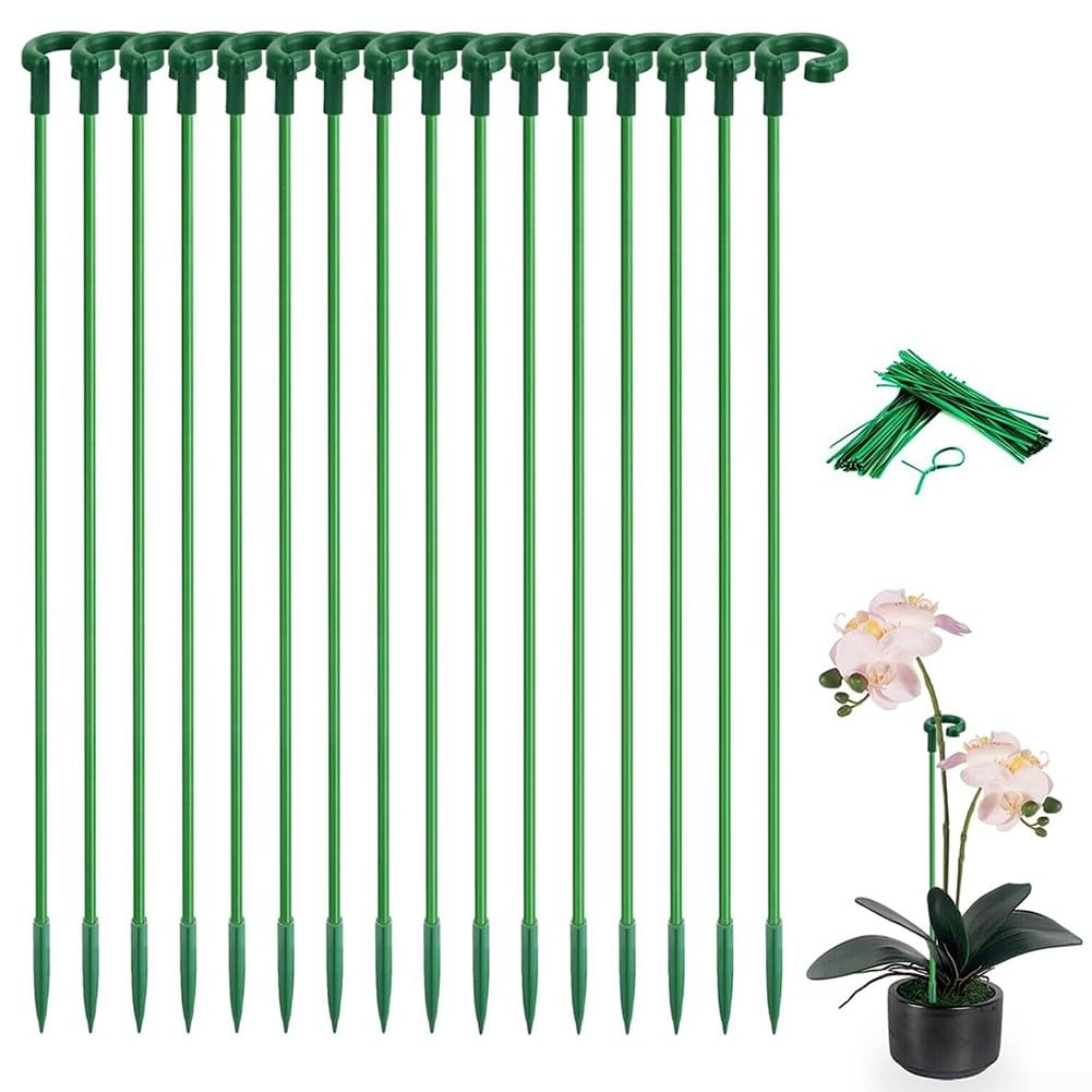30 picchetti di supporto per piante, bastoncini di supporto per piante di orchidee, con clip per piselli e verdure