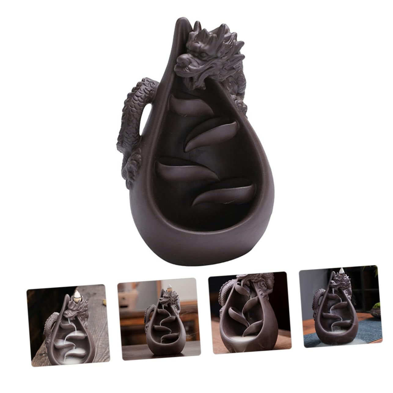 Quemador de Incienso para Meditar Forma de Dragón de Arena Morada y Mejorar la Calidad del Diseño Artesanal Excelente en Sala de Yoga o Sauna