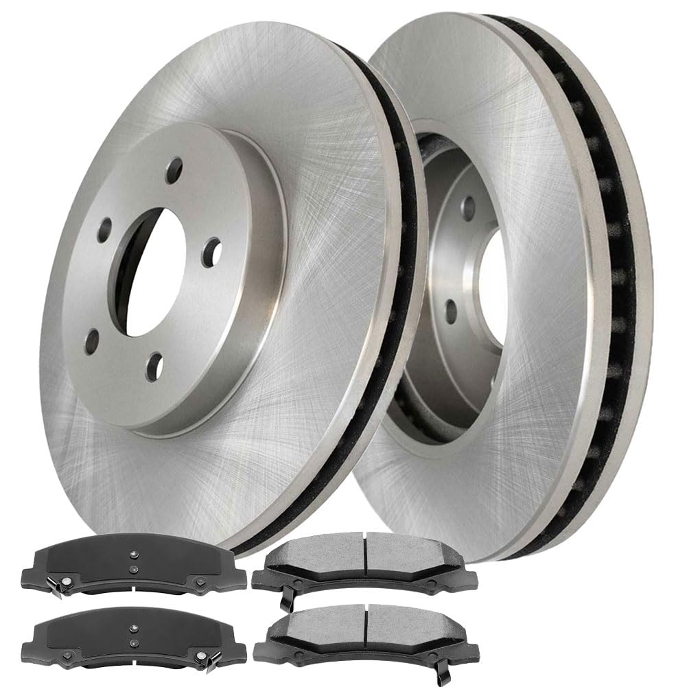 MotorbyMotor Rotors 303mm Front Disc Rotors & Ceramic Brake Pad Kits Replacement for Chevy Impala Limited Monte Carlo, Buick Lucerne Brake Rotor