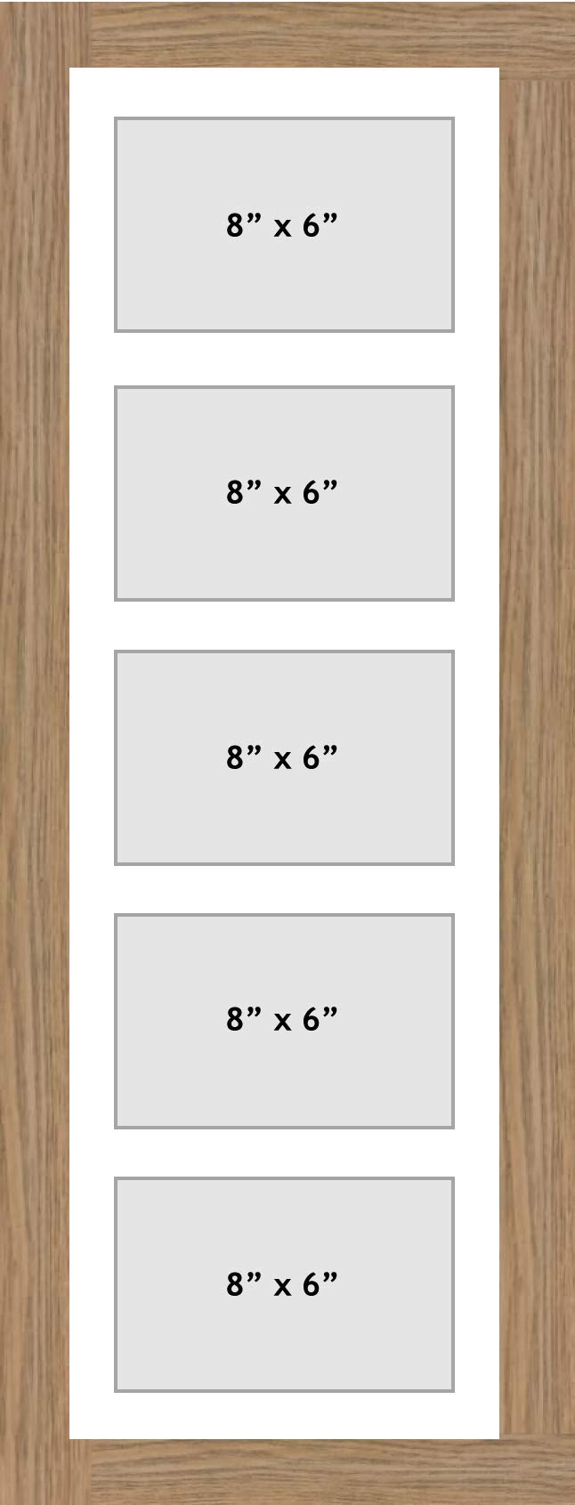 Kwik Picture Framing Ltd White Photo Frames Multiple Pictures For Wall - Large Multi Photo Frame, Fits 5 8X6 Photos, Mount, Oak Frame, Can Be Hung Landscape Or Portrait | Collage Picture Display For Family Gallery Wall