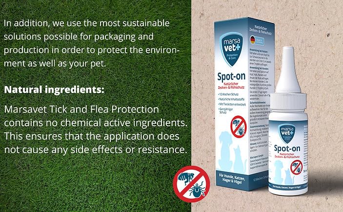 Marsavet Spot-on – Natürlicher Zecken- und Flohschutz für Haustiere, 50 ml – Natürlicher Repellent für Katzen, Hunde, Vögel und Nager