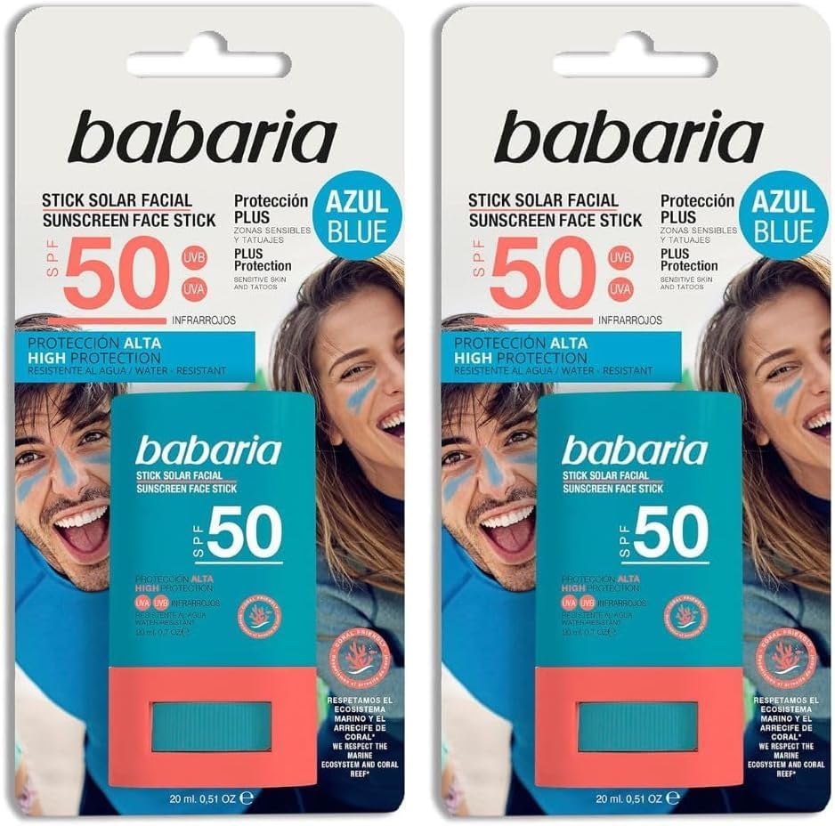 BABARIA - Solar Facial Stick 50 Blue - 20g | Blue | Surf Stick | ...