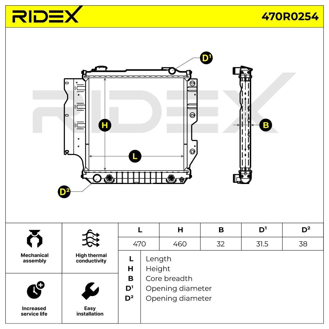 RIDEX 470R0254 Radiatore motore Compatibilità con JEEP WRANGLER II TJ Benzina Diesel