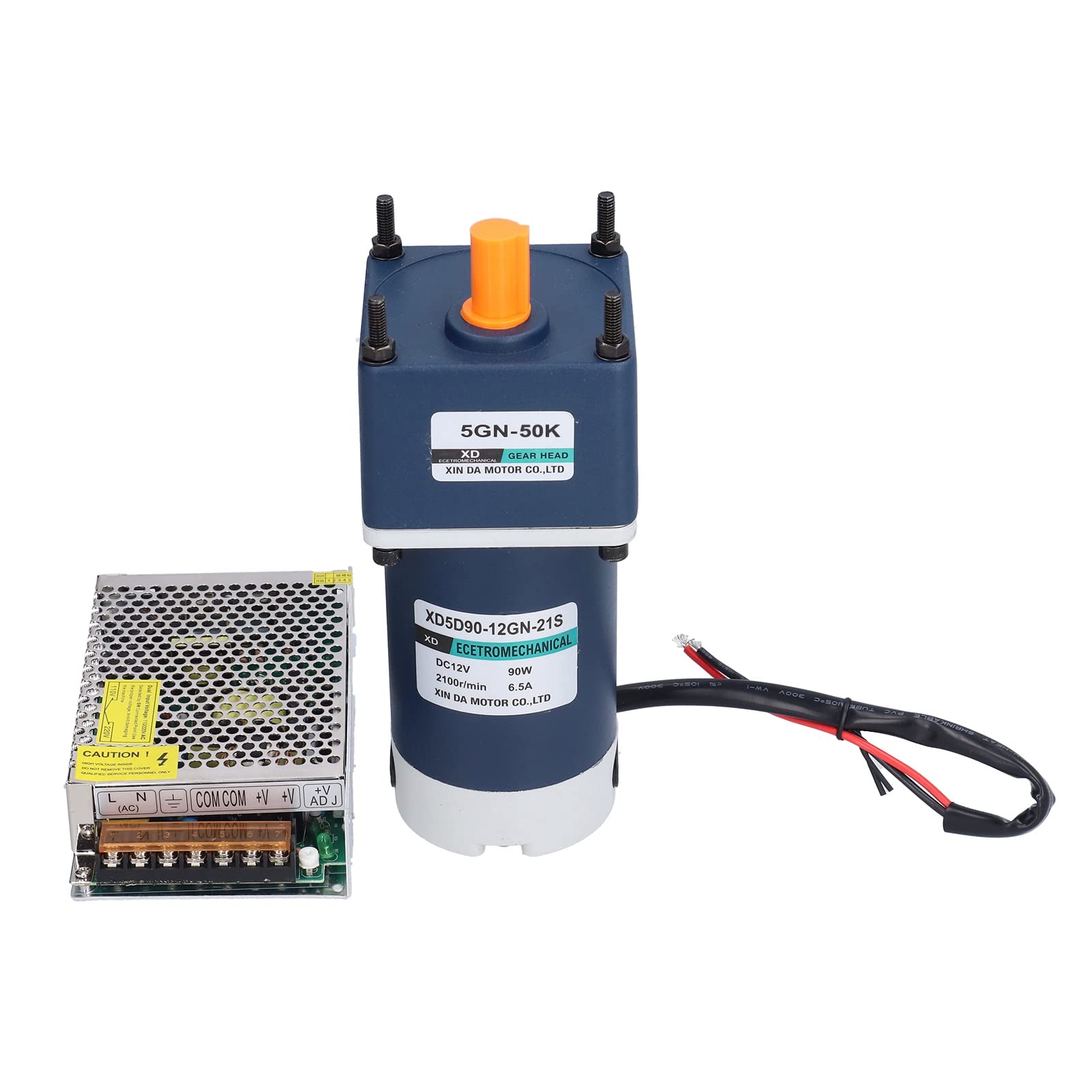 Motorreductor de Engranajes de 12V CC 90W, CW CCW 10-600 RPM (50K)