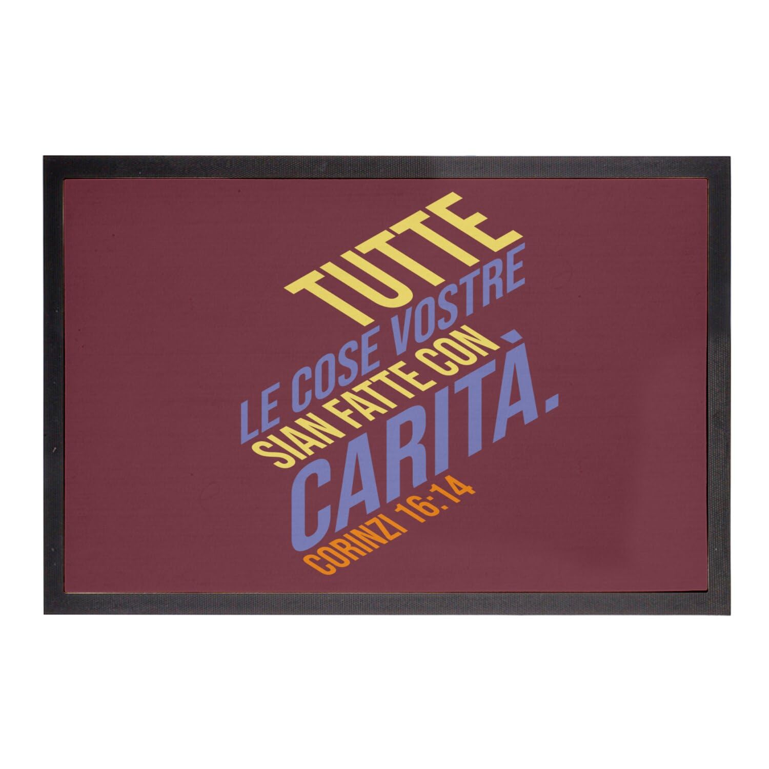Paillasson Corinzi 16:14 Bible Verse - Tapis entrée chrétien rouge religieux 60x40