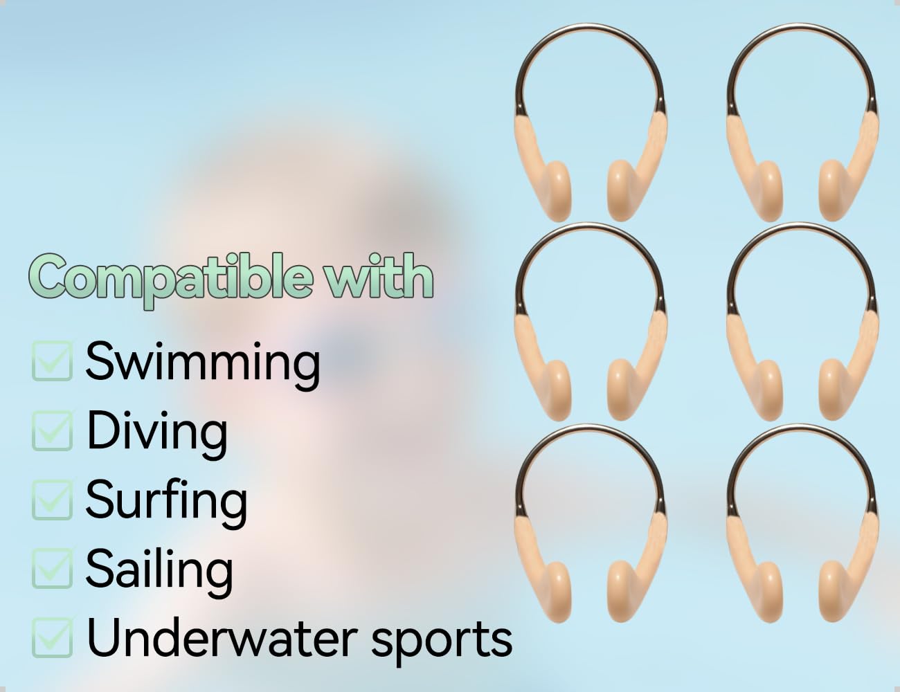 Pinza Nasal de Silicona para Natación, Ajustable para Niños y Adultos