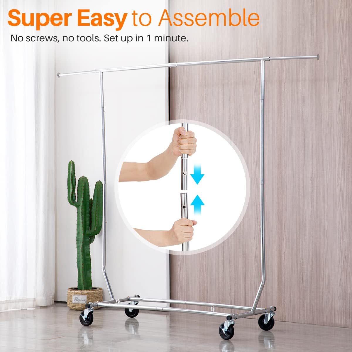 Best Deal Cheap 🛒 HOKEEPER 250 Lbs Load Capacity Commercial Grade Clothing Garment Racks Heavy Duty Sing Rail Adjustable Collapsible Rolling Clothes Rack on Wheels, Chrome Finish Flash Deals - 70% OFF HOKEEPER 250 Lbs Load Capacity Commercial Grade Clothing Garment Racks Heavy Duty Sing Rail Adjustable Collapsible Rolling Clothes Rack on Wheels, Chrome Finish