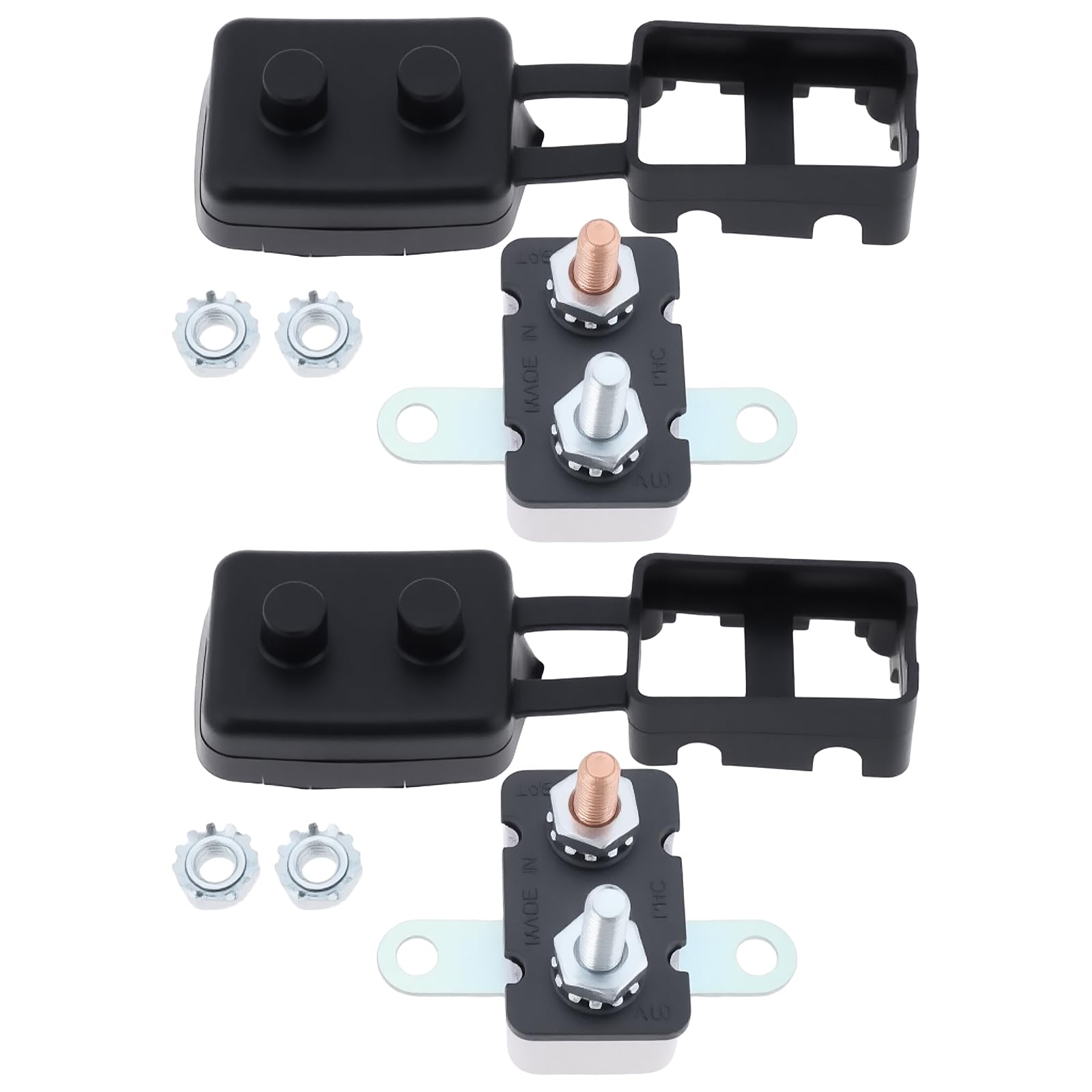 2 Pezzi 20A Interruttore Automatico Con Ripristino Automatico DC 6 V-50 V #10-32 Alloggiamento Per Fusibile In Metallo