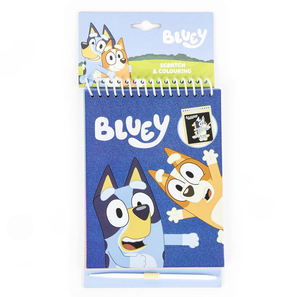 CERDÁ LIFE'S LITTLE MOMENTS Bluey Scratch Book Stationery Set | Magic Scrapbook with Stick Included and Drawing Sheets